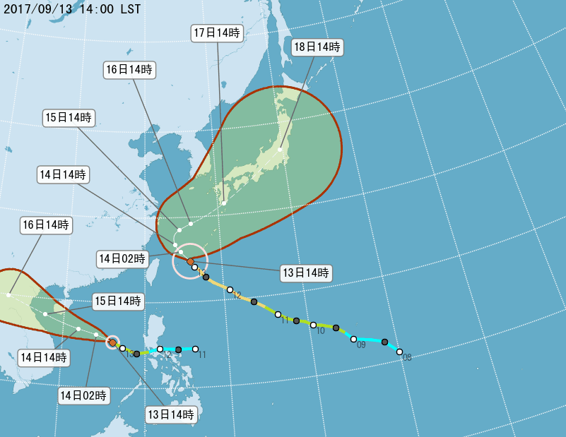 中颱泰利增強轉胖 進逼台灣北部海域