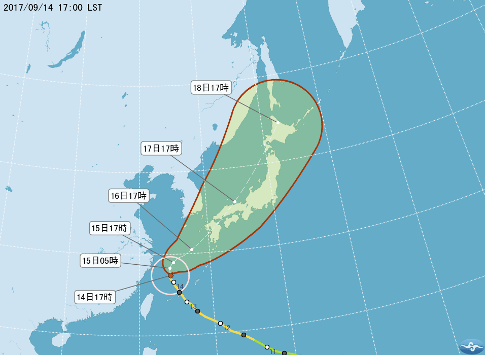 中颱泰利逐漸遠離 估晚間8:30解除海警
