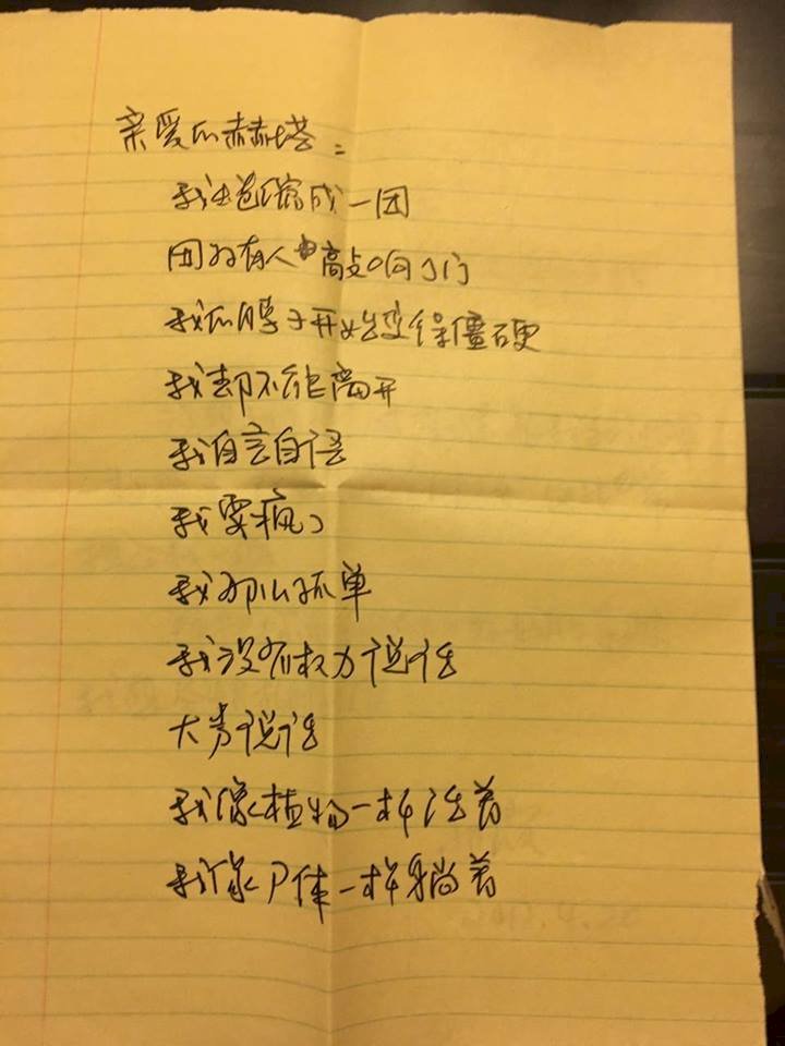 劉霞手書曝光：我像植物一樣活著