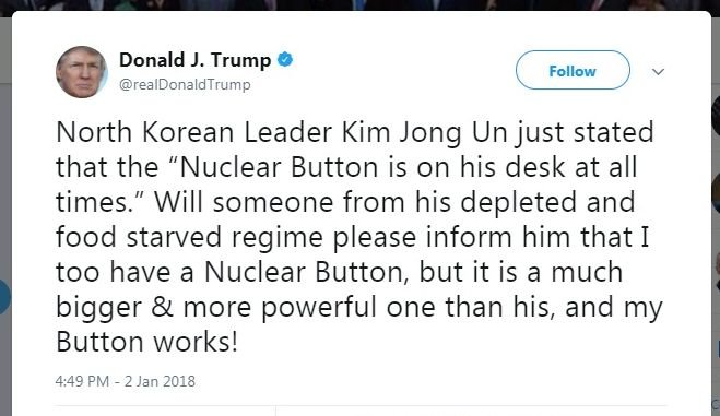 不只你有 川普：我也有核按鍵而且更大