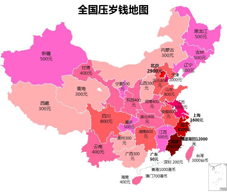 中國壓歲錢地圖 福建平均1.6萬最豪氣