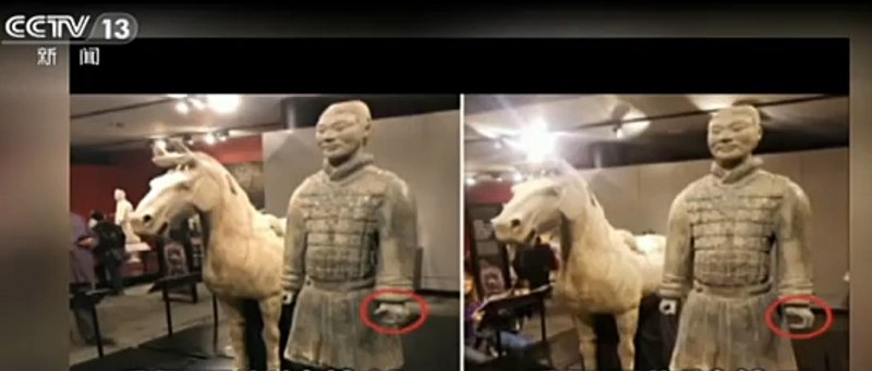 中國兵馬俑在美展覽 拇指被折斷偷走