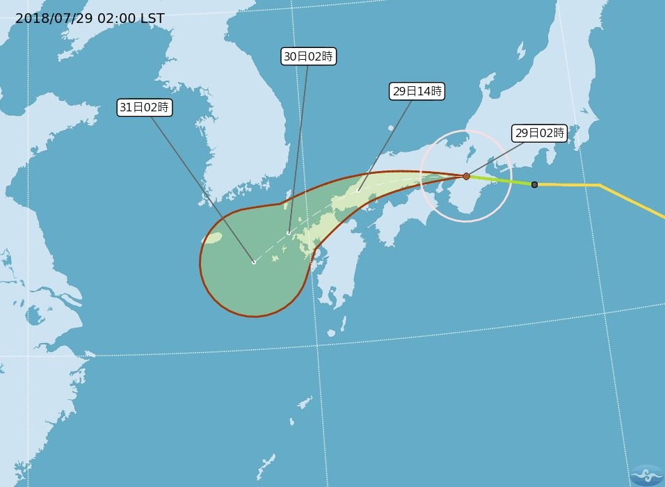 雲雀颱風凌晨登陸日本中部 直撲西日本