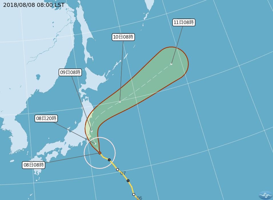 颱風珊珊逼近日本 可能在關東或東北登陸