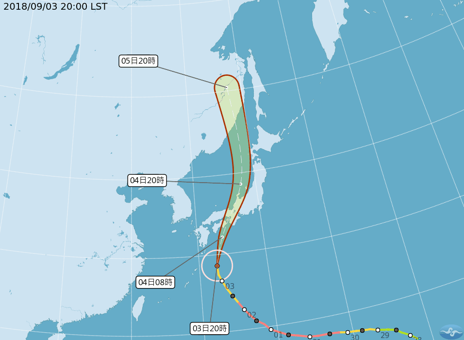 颱風燕子預測登陸日本 威力25年來僅見
