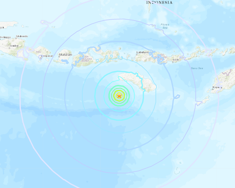 印尼松巴哇島外海再傳地震 規模6.6