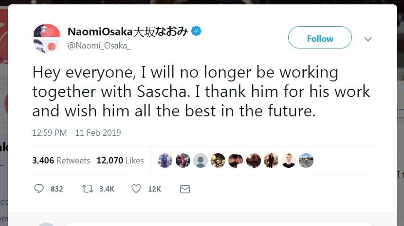 甫登世界球后 大坂直美與教練分道揚鑣