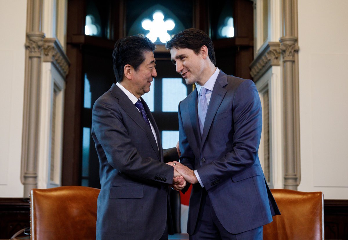 安倍訪加拿大會杜魯道 同讚CPTPP