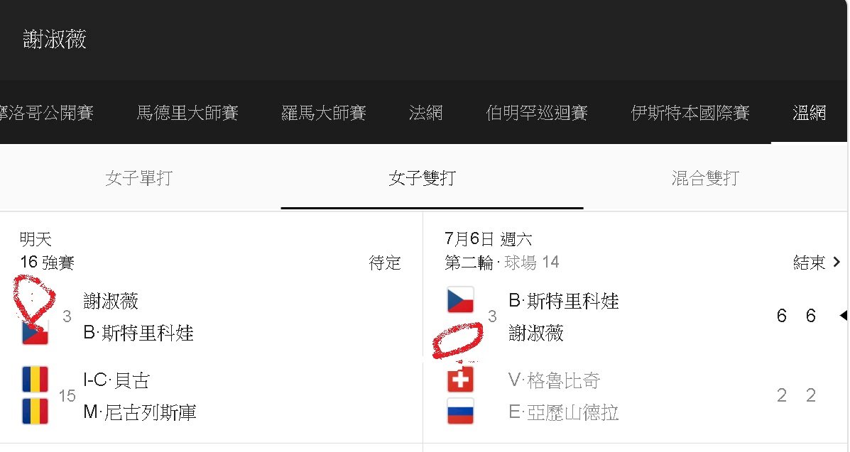 Google溫網賽程 ROC國旗不見了