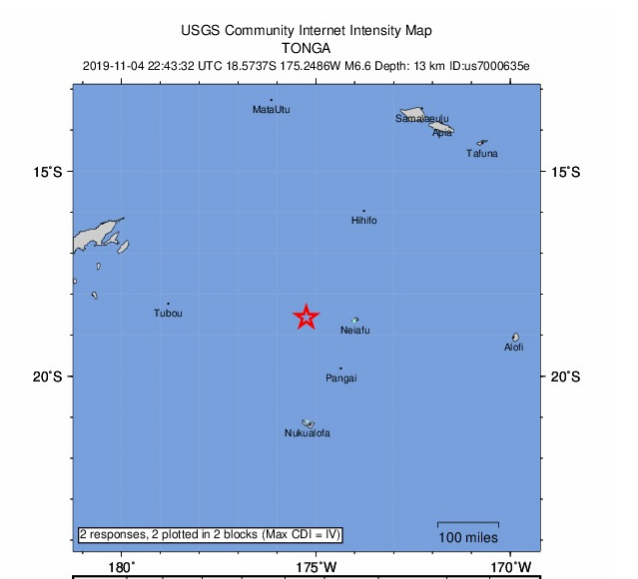 東加王國外海6.6地震 無海嘯威脅