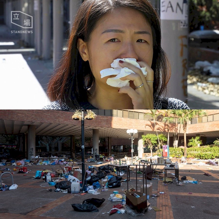 目睹理大殘破廢墟 港民超崩潰