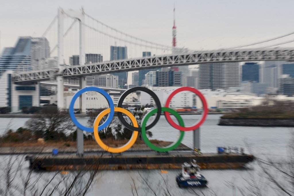 奧運五環挺立東京台場海上 1/24點燈