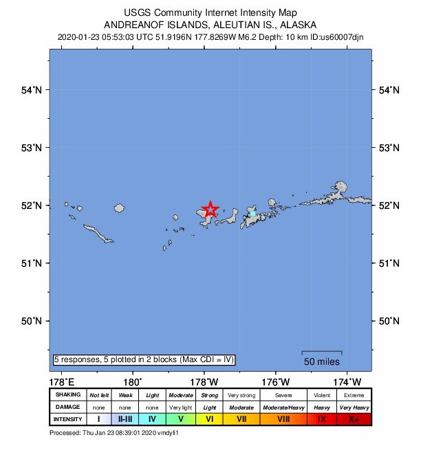 阿拉斯加最西部6.2地震 未發海嘯警報