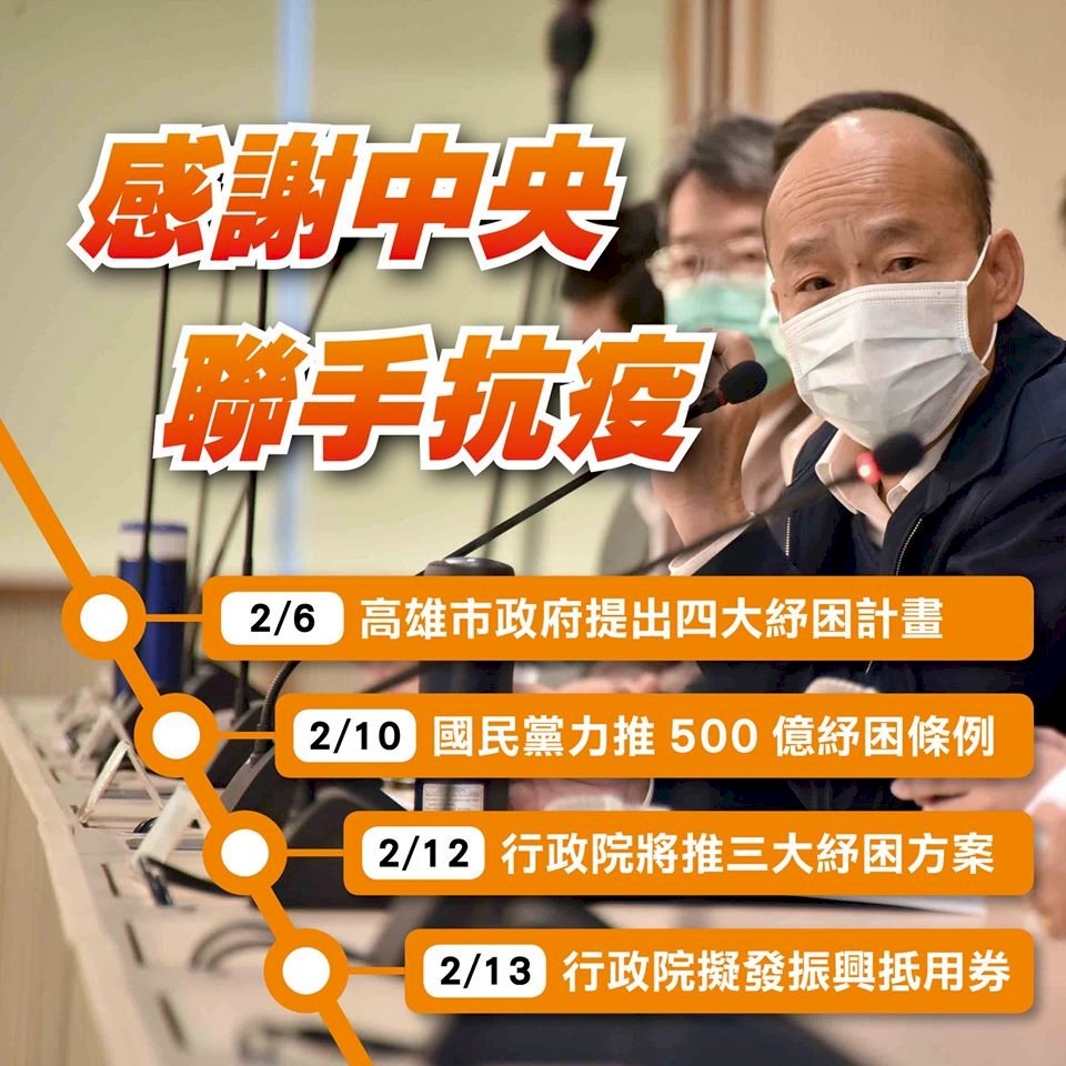 韓國瑜參加行政院會 盼中央協助補充口罩、額溫槍