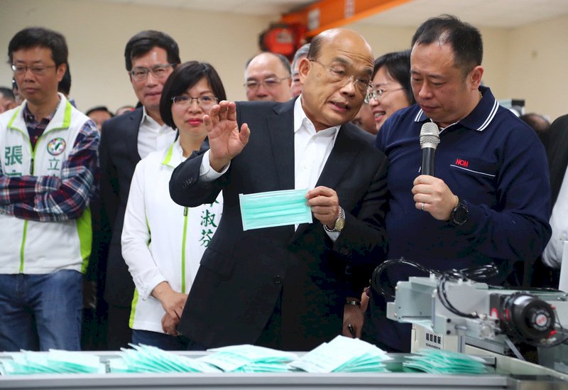 口罩新產線開工 蘇揆：2月底、3月初日產能達千萬片