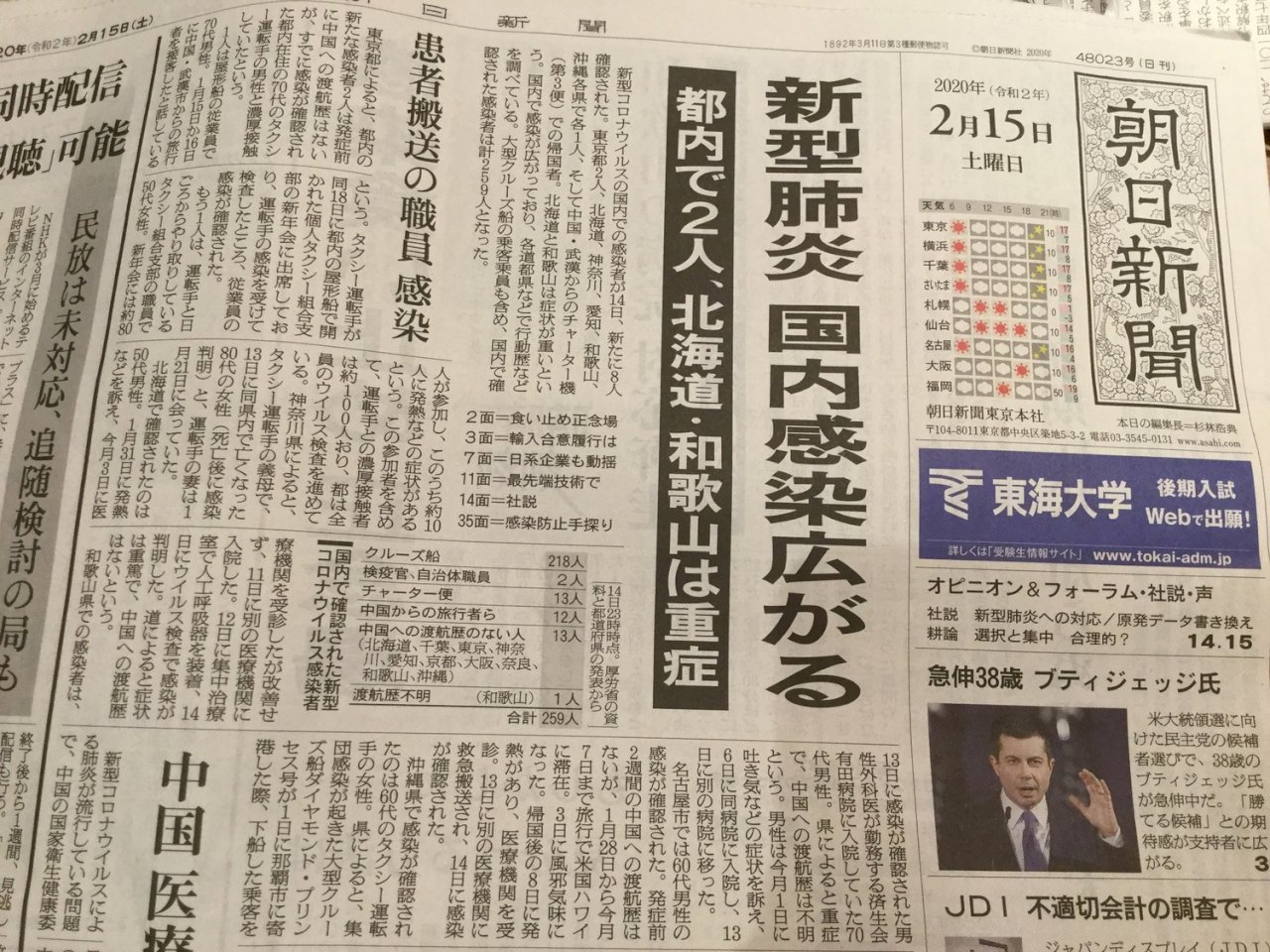 武漢肺炎病例僅次於東京 北海道憂隔離病床不足