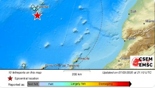葡國馬迪拉群島規模5.2地震 未傳人員傷亡