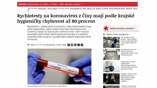 捷克採購中國快篩試劑 卻被發現檢測錯誤率達80%