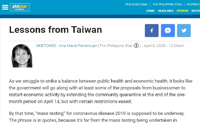 菲報總編：可借鑑台灣經驗 調整馬尼拉封城措施