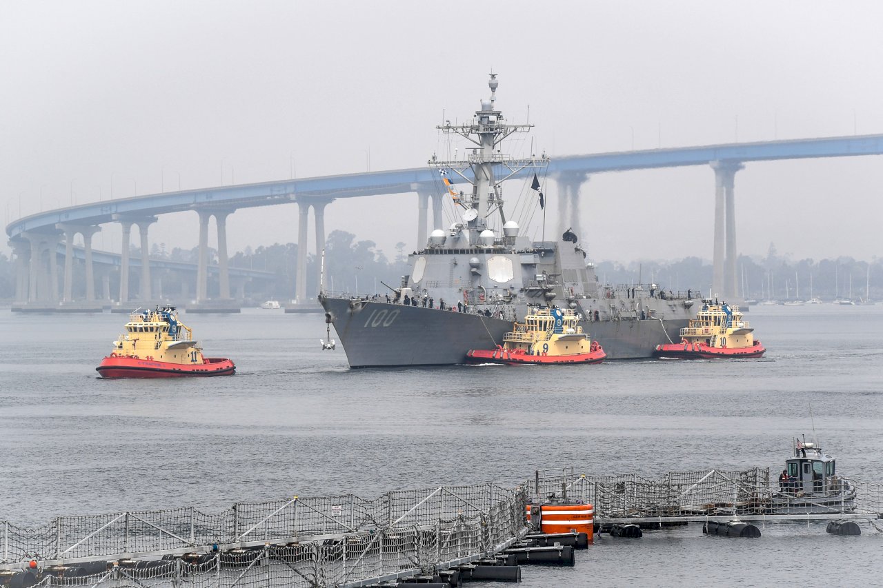 美第二艘染疫軍艦紀德號 進聖地牙哥港口消毒隔離