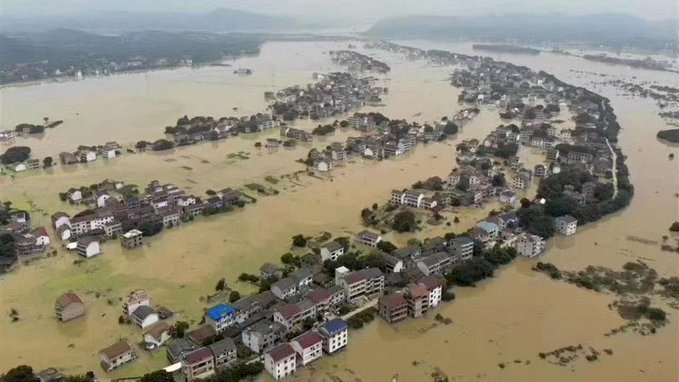 豪雨持續 長江洞庭湖口以下水位全面超出警戒線