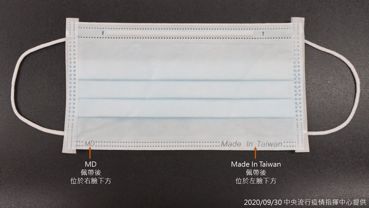 雙鋼印口罩共3款標示　字體皆位於口罩下方