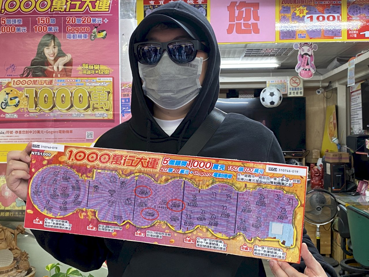 買千元刮刮樂中百萬 中獎人：覺得會旺一整年