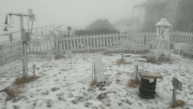 銀白世界 玉山降雪粒 合歡山松雪樓下2波冰雹
