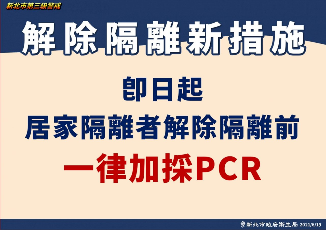 侯友宜：居家隔離解隔前 一律加採PCR檢測