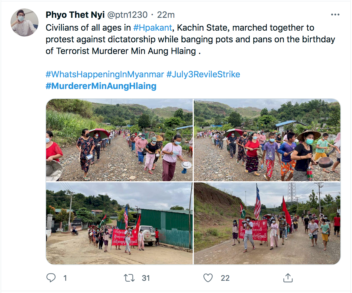緬甸抗議者出新招反政變 舉行喪禮為軍政府領袖慶生