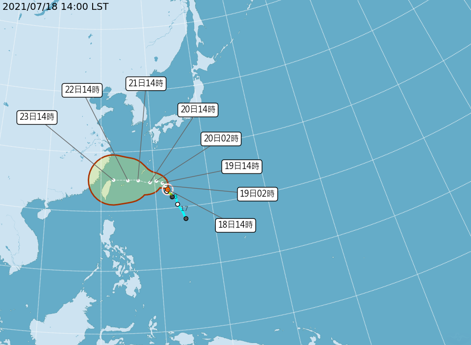 輕颱烟花可能升中颱  23日最近全台有雨