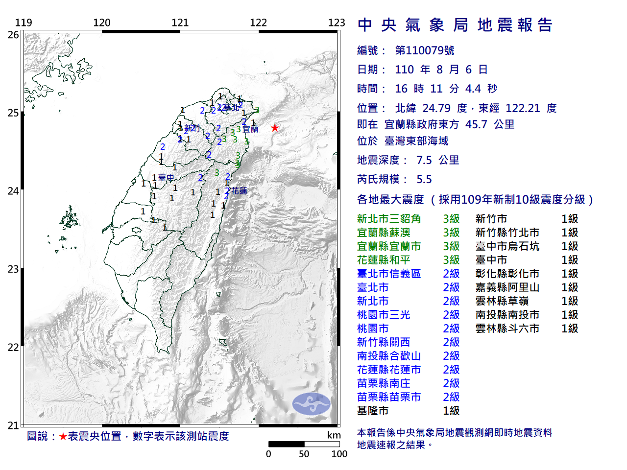 宜蘭外海地牛又翻身！氣象局：昨晨6.1地震的最大規模餘震