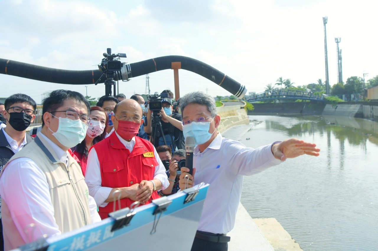 美濃未淹水、三爺溪淹水面積縮 蘇揆：前瞻治水已有減災成效