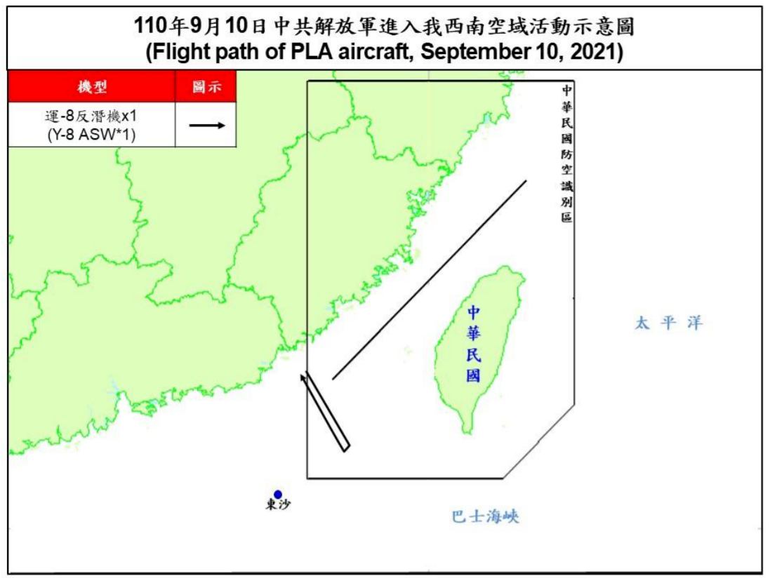 共軍1架運8反潛機擾台 空軍兵力應對