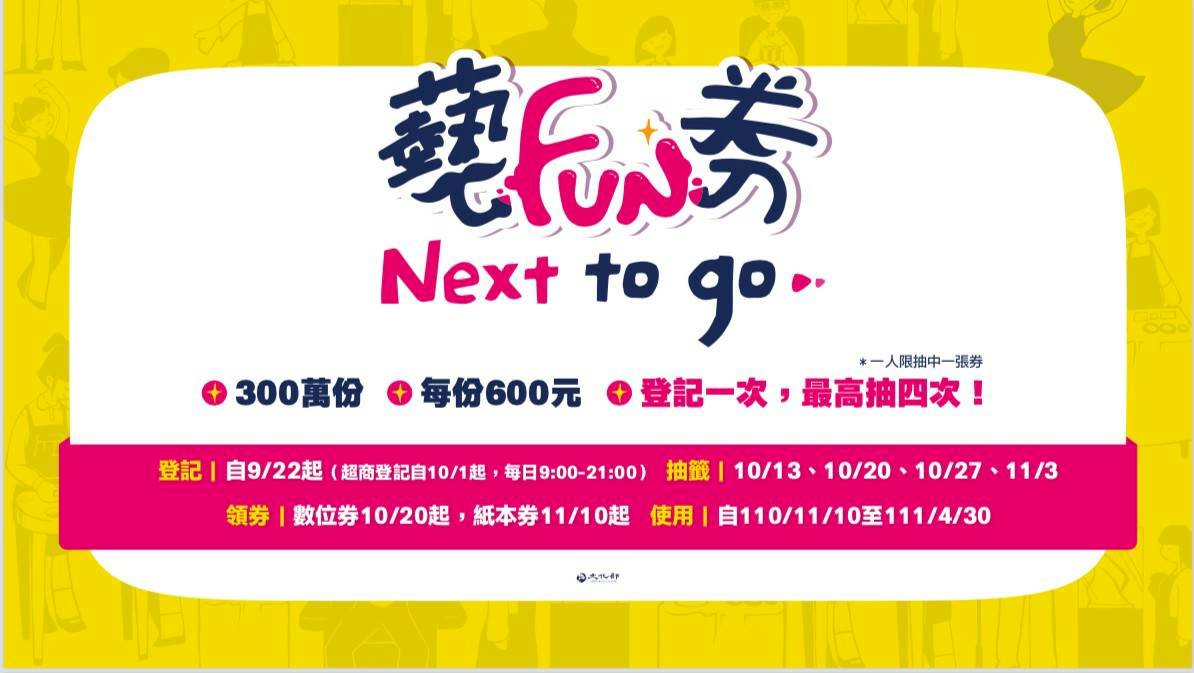 300萬份「藝FUN券」來了！ 分4次抽籤  紙本券僅3種人可登記