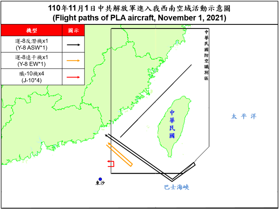 6架共機擾台灣西南ADIZ 運8進入東南空域