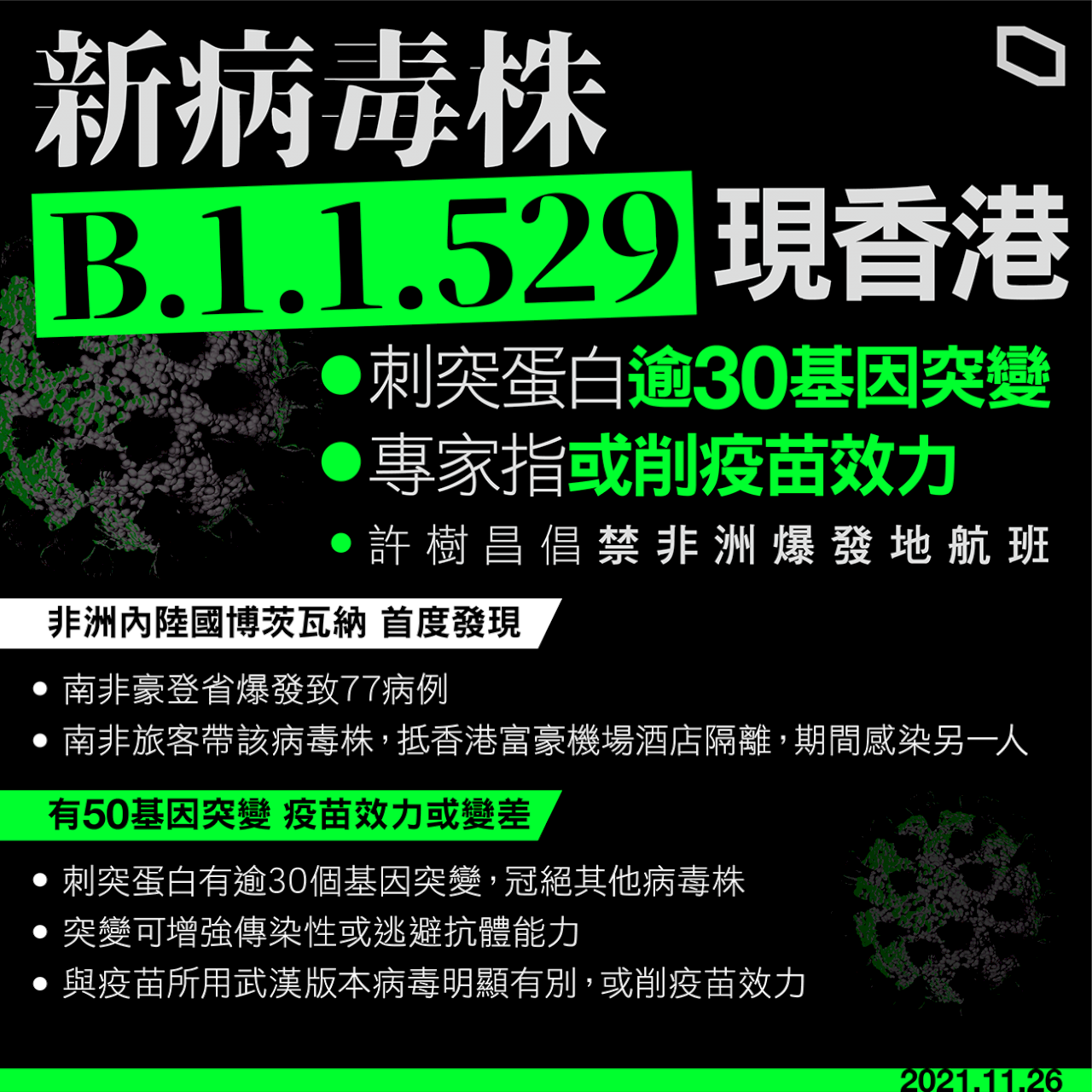 亞洲首例！  COVID-19新變異株現蹤香港
