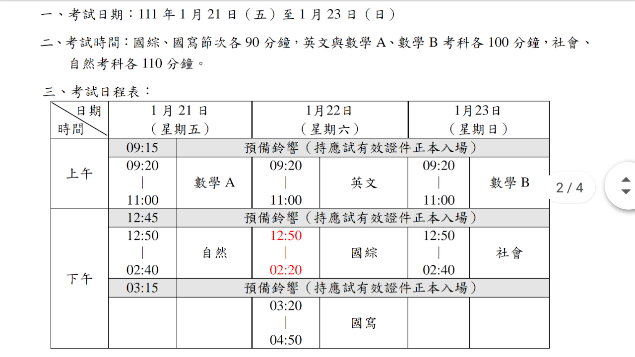 新型學測考場防疫規範公布 最多人選考4科