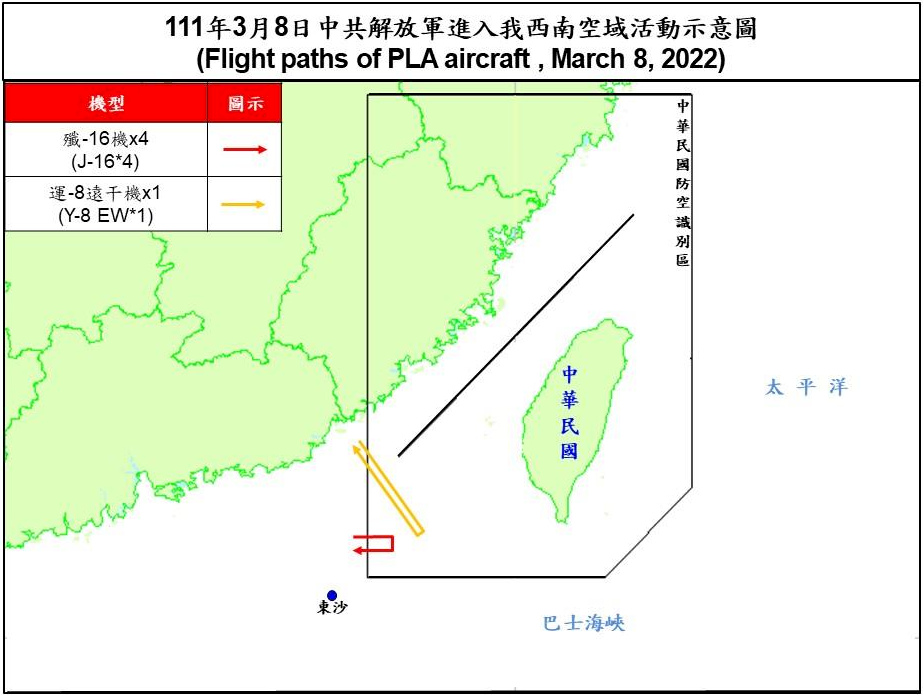 5架共機擾台 空軍兵力應對