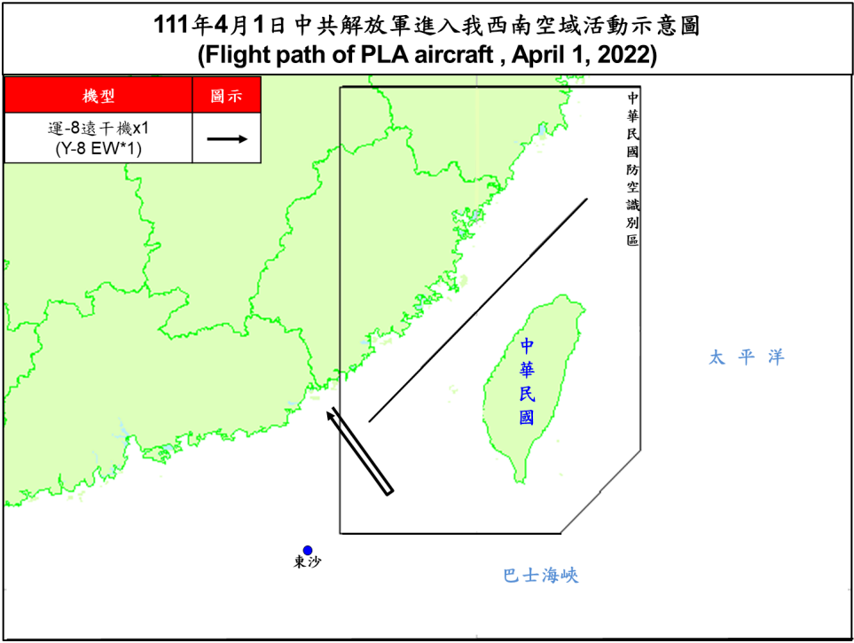 中共1架運8遠干機白天擾台 空軍兵力應對