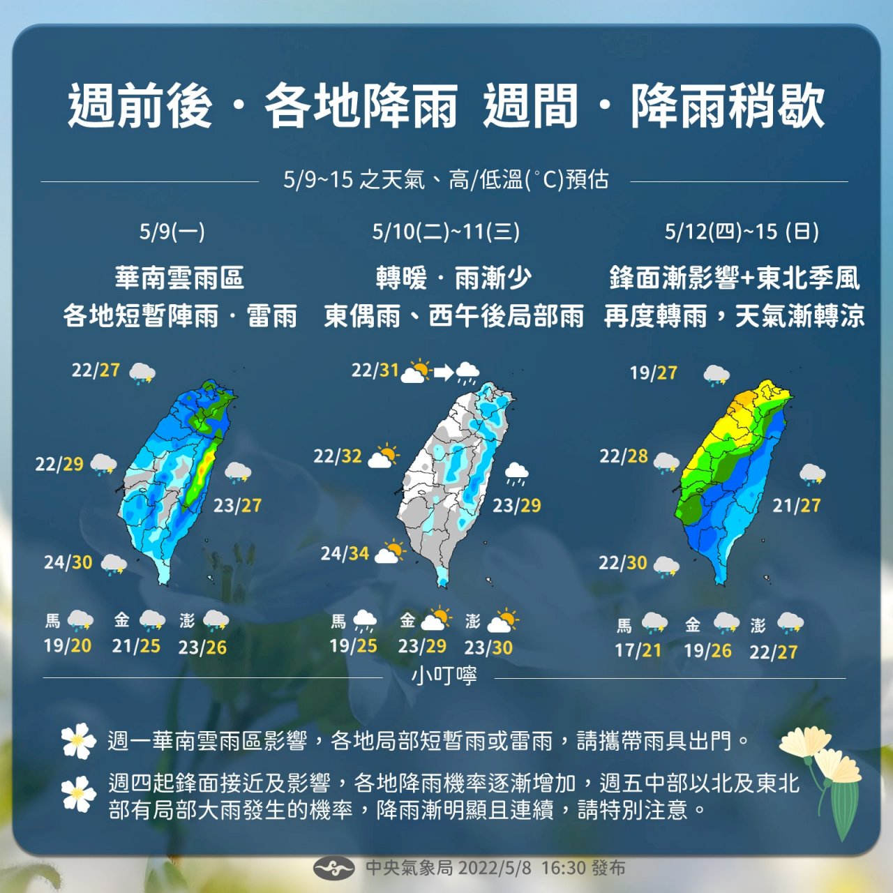 未來一週天氣先好再差  週末全台有雨低溫17度