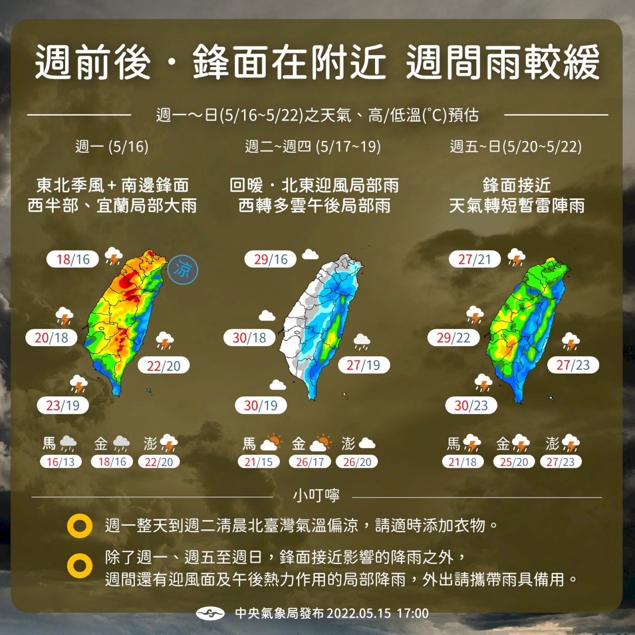 明起天氣漸好  20日再變天週末防大雨