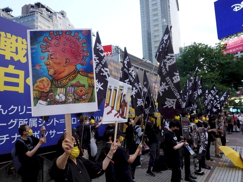 香港主權移交25週年／抗議中國強權治港 旅日港人東京辦示威活動
