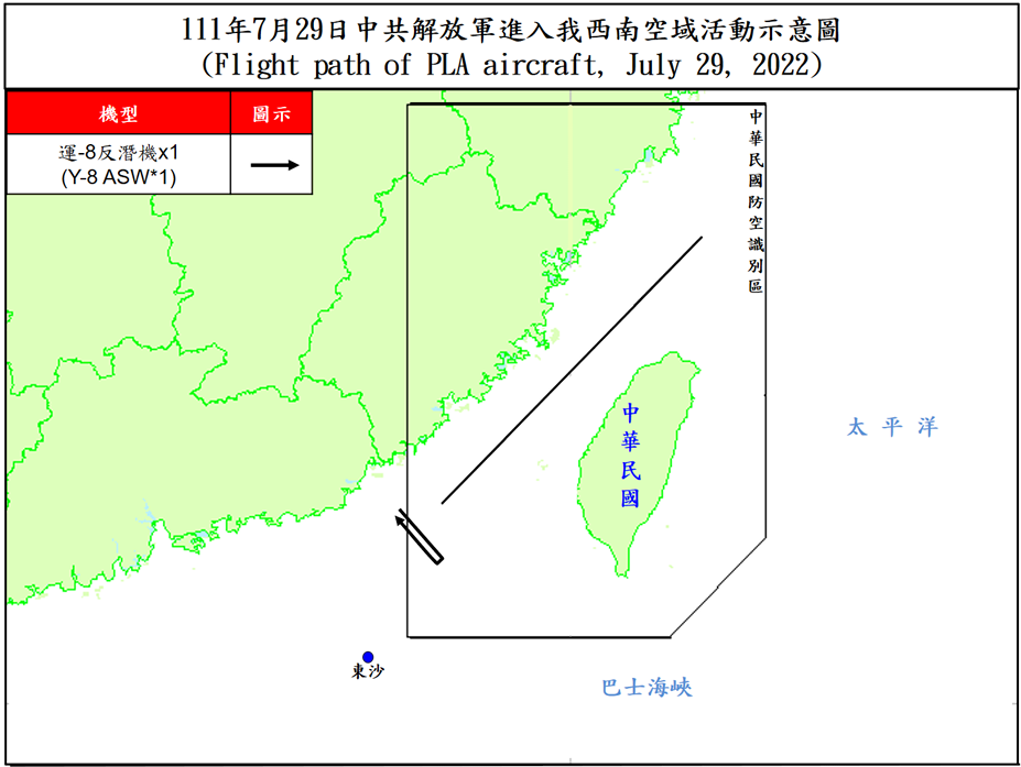 1架運8反潛機擾台西南ADIZ 空軍兵力應對