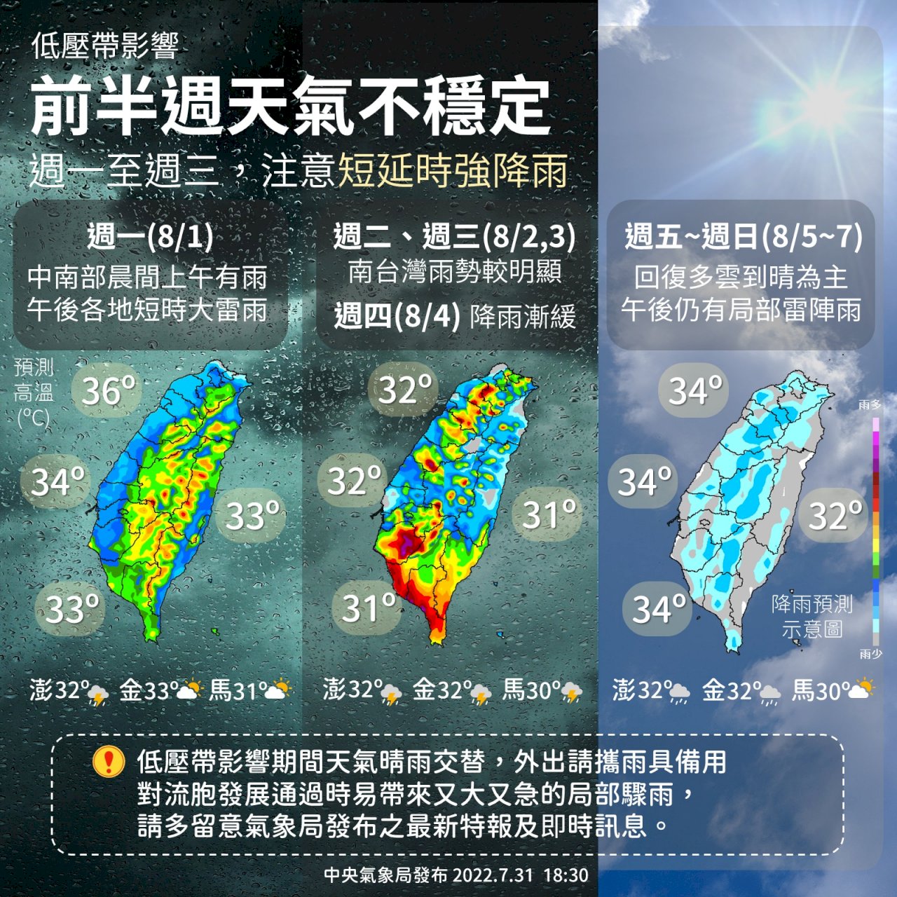 明起連2天防大雨  5日回夏季天氣