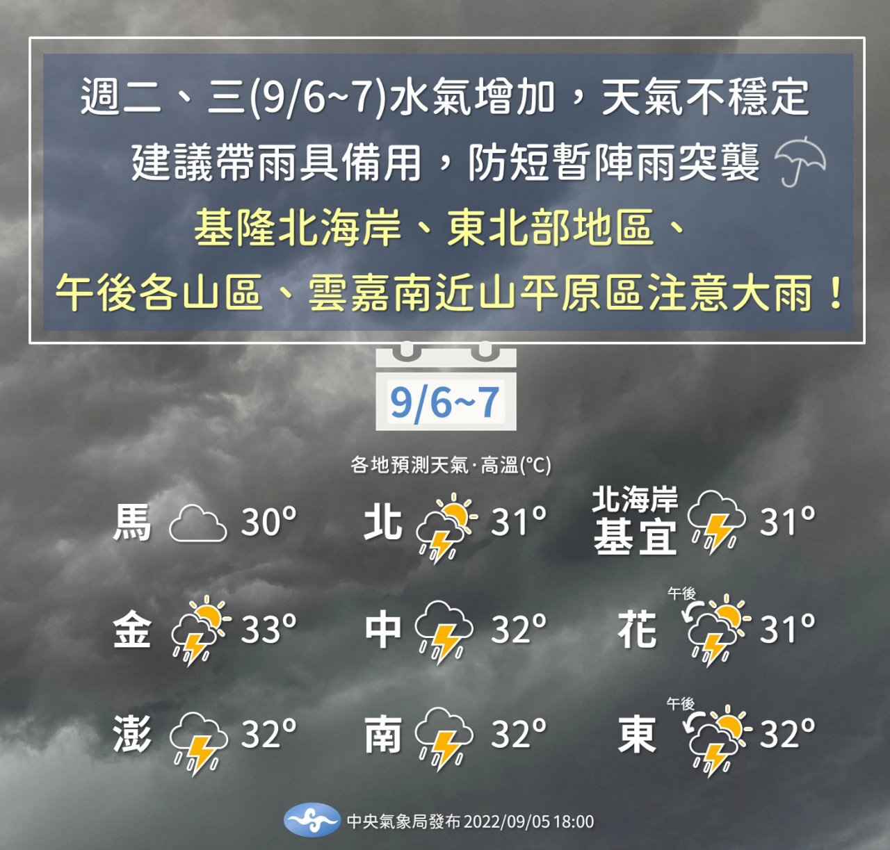 未來2天北海岸、東半部防大雨  中秋賞月機會高