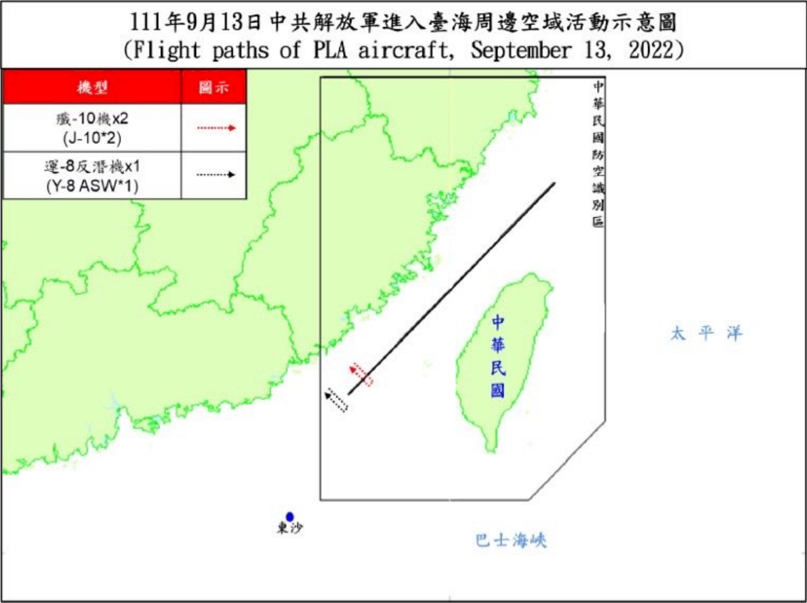 共機11架次擾台 2架次逾台海中線