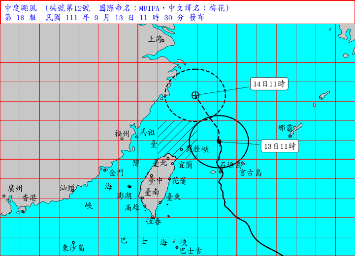 中颱「梅花」加快北移 東北部海面脫離海警
