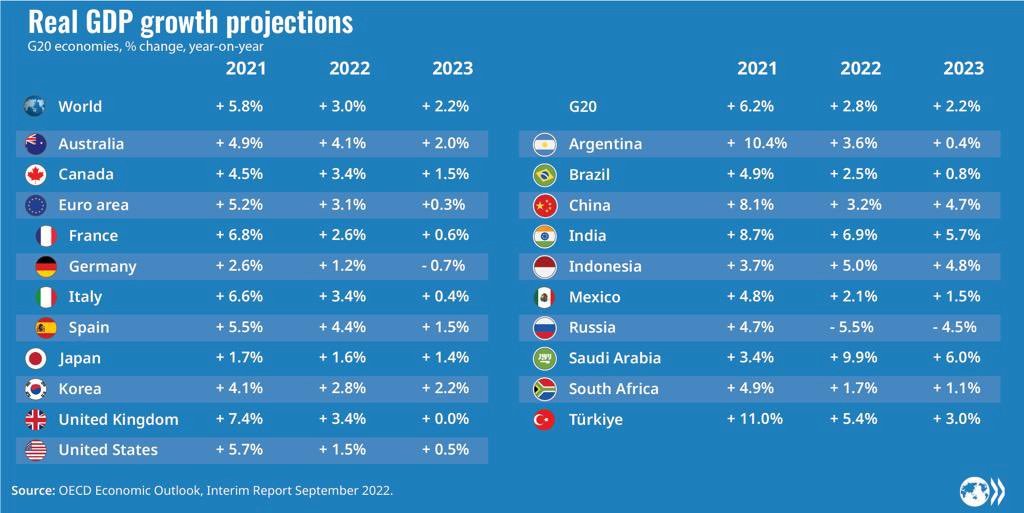 OECD：能源與通膨危機恐致主要經濟體陷入衰退