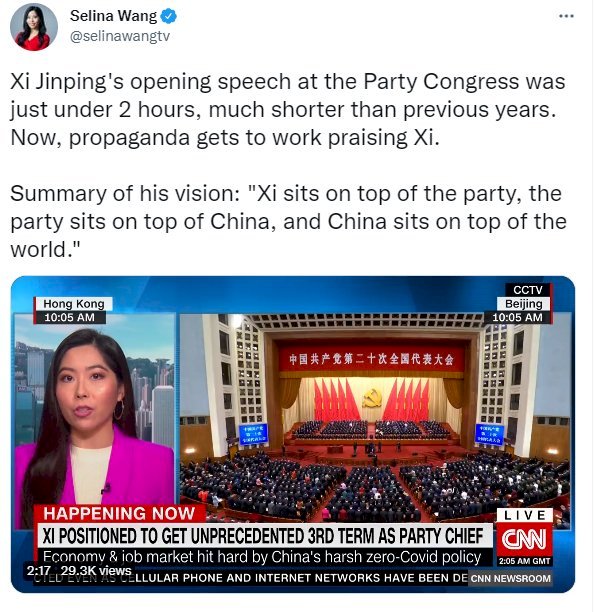 中共二十大／習近平落落長報告 CNN三句話總結
